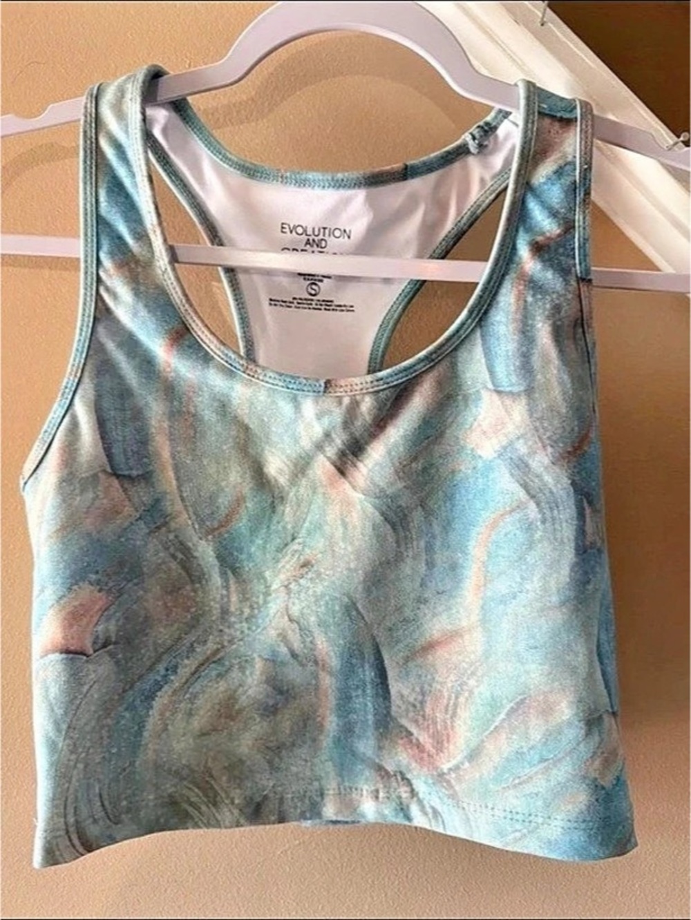 Evolution and Creation Abstract Athletic Tank Top in Blue Size Small